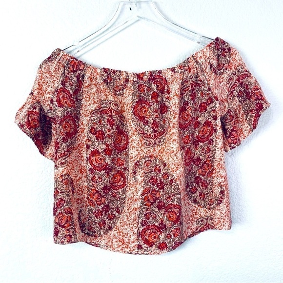 Madewell Silk Off The Shoulder Top In Watercolor Paisley Size XXS - Picture 4 of 9
